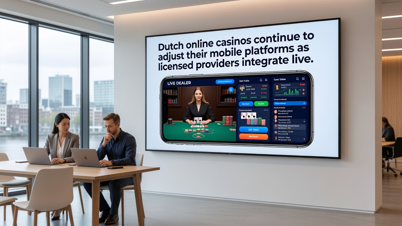 Voorbeeld van hybride interface met live dealer en jackpot slot op mobiel apparaat